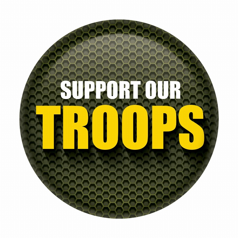 Printed Buttons - Green Support Our Troops Button