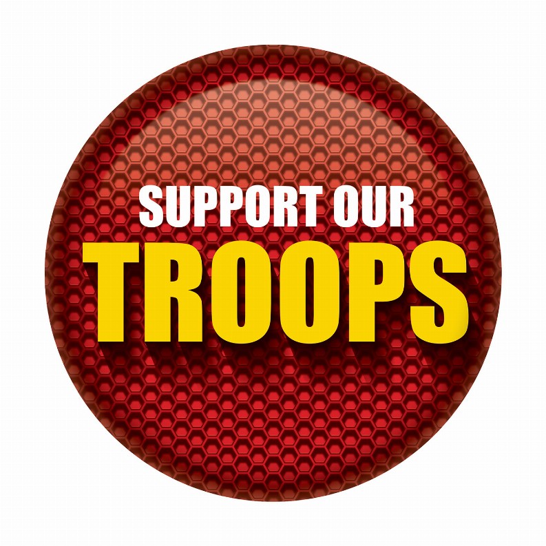 Printed Buttons - Red Support Our Troops Button