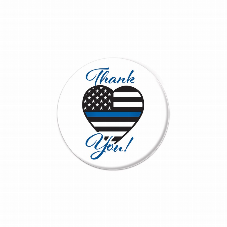 Printed Buttons - Heart Thank You! Law Enforcement Button
