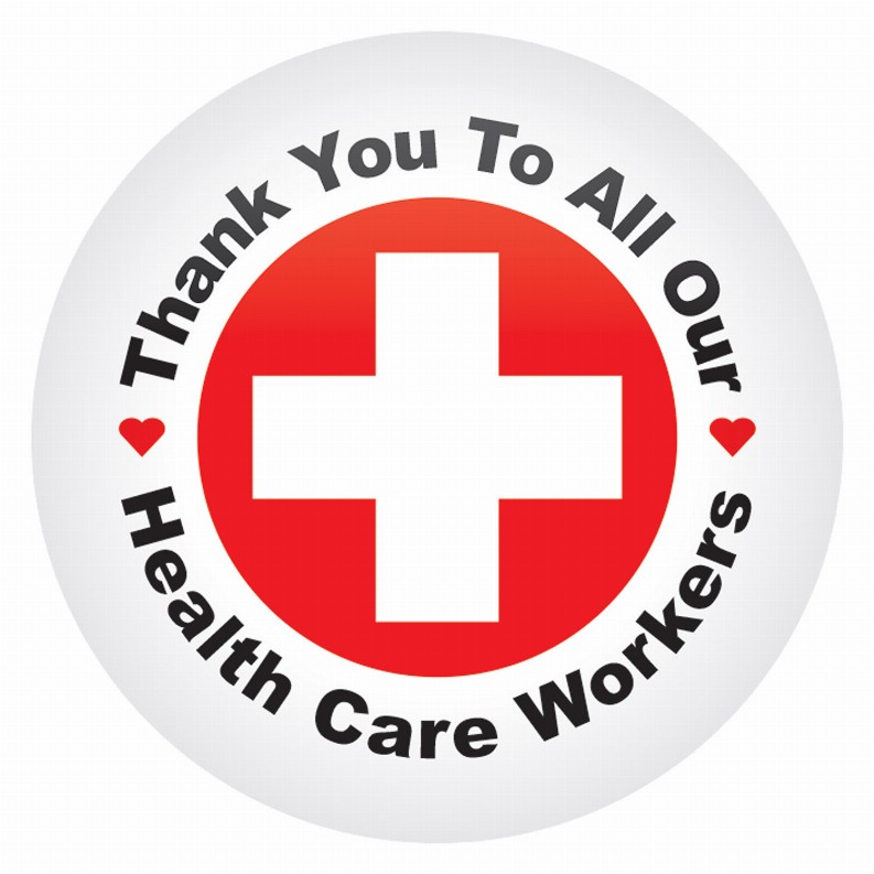 Printed Buttons - Red TY To All Our Health Care Workers Button