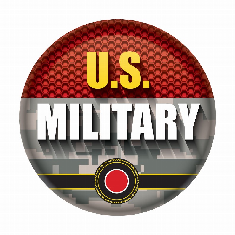 Printed Buttons - Red U.S. Military Button