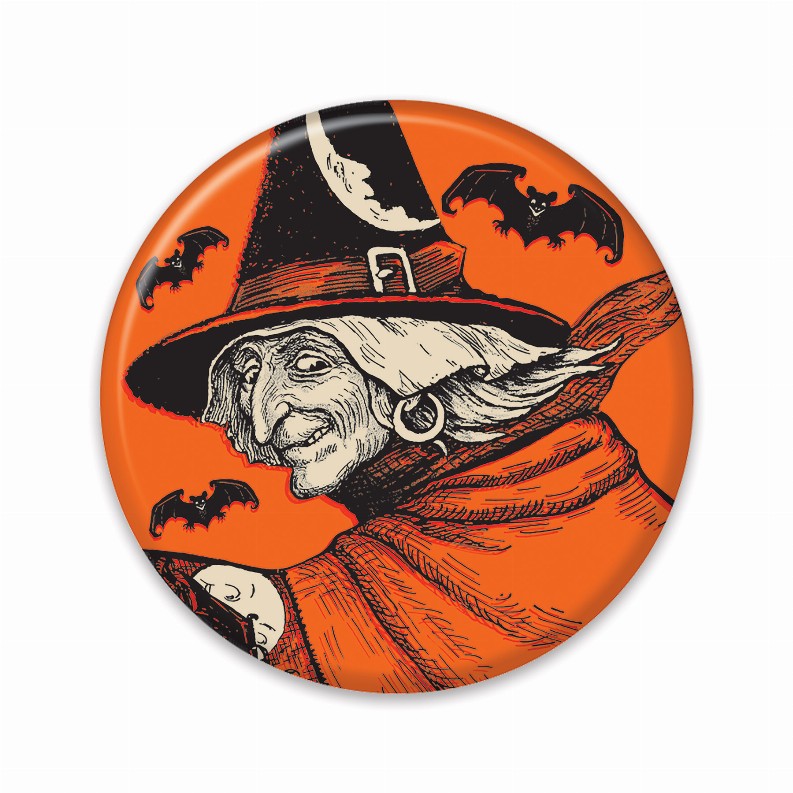 Printed Buttons - Vintage Halloween Classic Witch Button