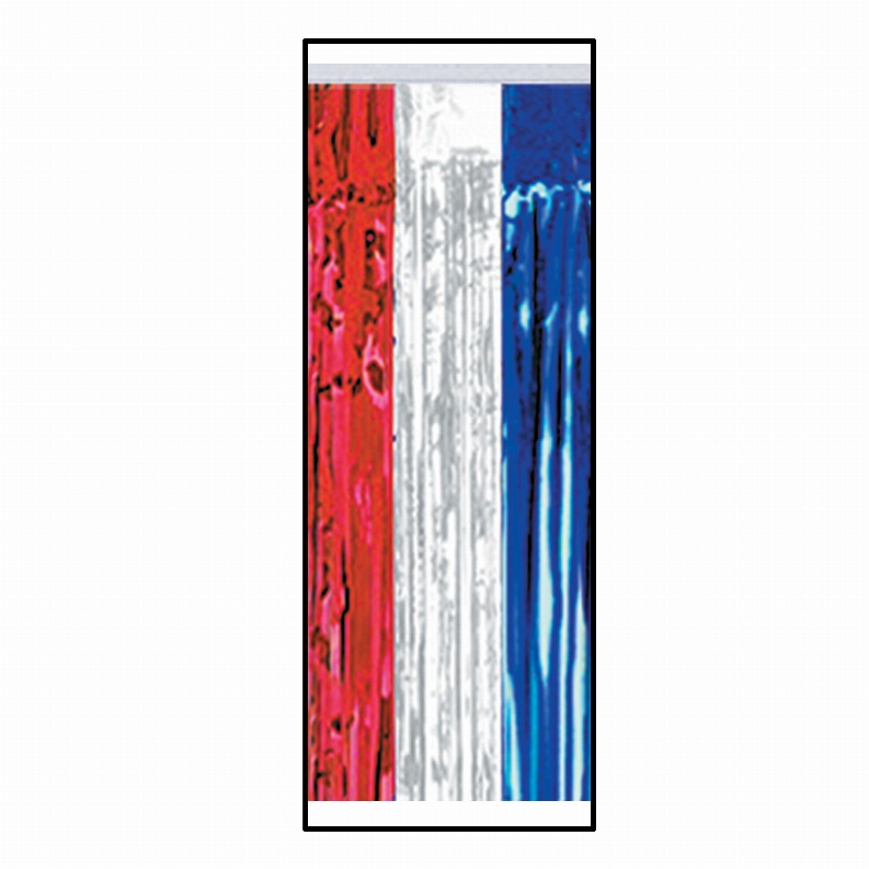 Table Skirts - Metallic  - Patriotic Packaged 1-Ply Metallic Table Skirting - red, silver, blue