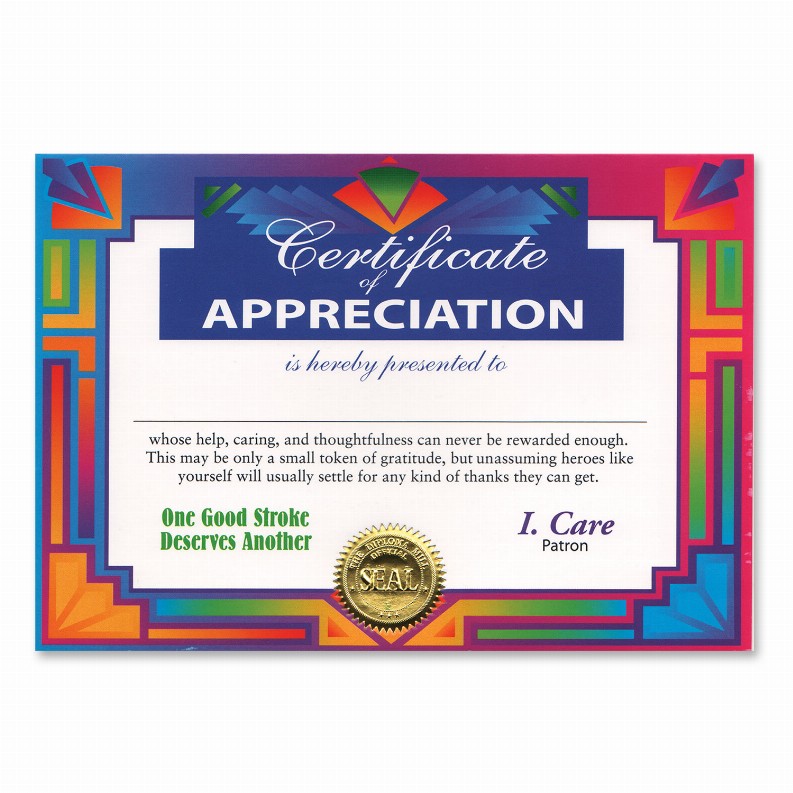 Themed Certificates - General Occasion  Of Appreciation