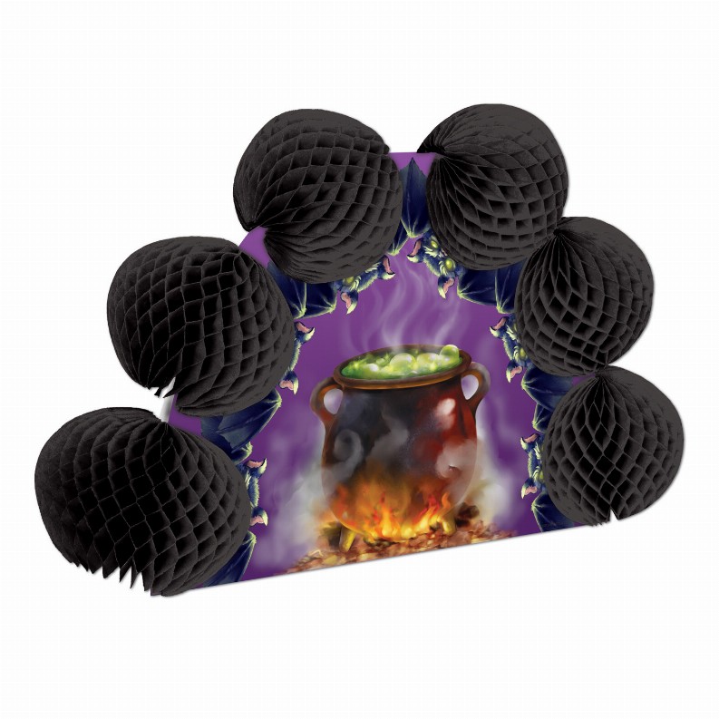 Tissue Style Centerpiece - Multicolor Halloween Tissue Cauldron & Bats Pop-Over