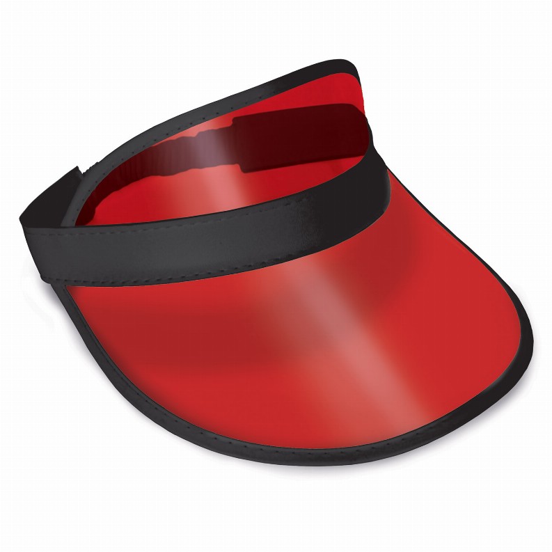 Visors  - Casino Clear Red Plastic Dealer's Visor