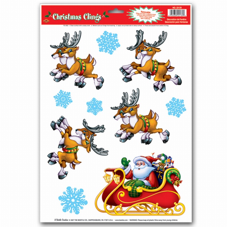 Window Clings  - Christmas/Winter Santa & Sleigh Clings