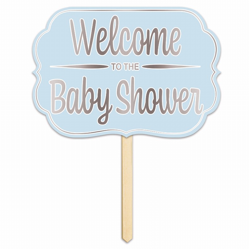 Yard Signs  - Baby Shower Foil Welcome ToThe Baby Shower Yard Sign Blue