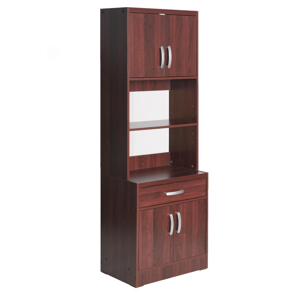 Better Home Products Shelby Tall Wooden Kitchen Pantry in Mahogany