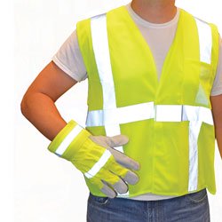 Safety Hi-Vis Green Vest Glove Combo L