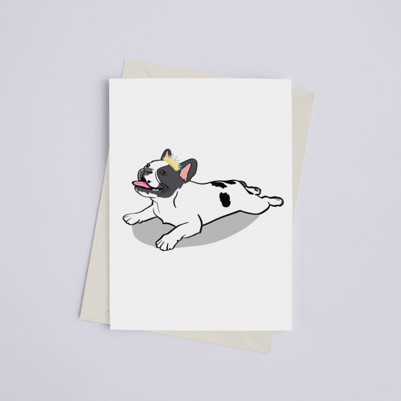 Frenchie with Crown - Greeting Card