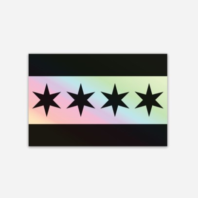 Holographic Chicago Flag Sticker