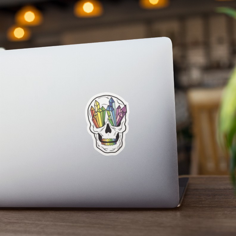 Rainbow Crystal Skull Sticker