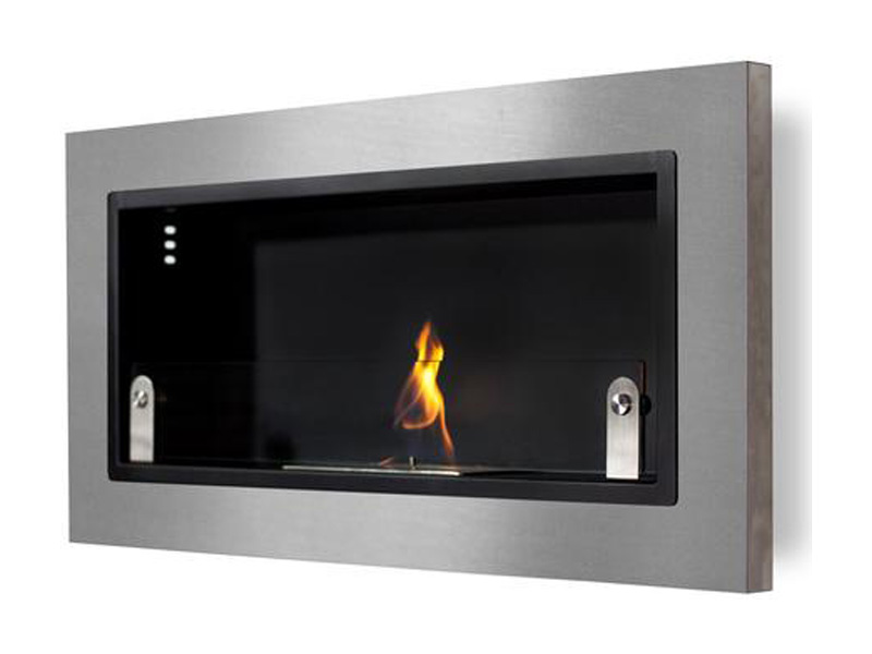 Bluworld Homelements NF-W4VEA Nu-Flame Ventana Fireplace Brushed Stainless Steel Frame one Burner and One Glass Safety Wind Guar