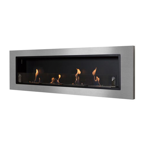 Bluworld Homelements NF-W4VEQ Nu-Flame Ventana Fireplace Brushed Stainless Steel Frame Four Burner and One Glass Safety Wind Gua