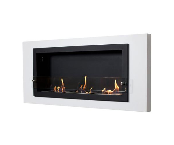 Bluworld Homelements NF-W4CAT Nu-Flame Camino Bianco Fireplace White Powdered Coated Frame Three Burner and One Glass Safety Wi