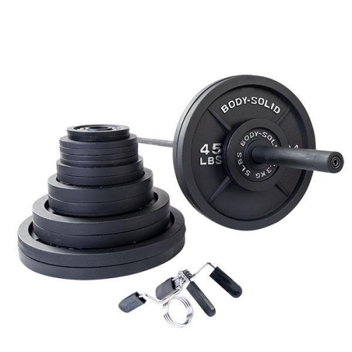 Body-Solid 400 lbs. Cast Oly Set, Black Bar