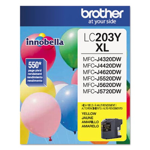 Brother Genuine Innobella LC203Y High Yield Yellow Ink Cartridge - Inkjet - High Yield - 550 Pages - Yellow - 1 Each