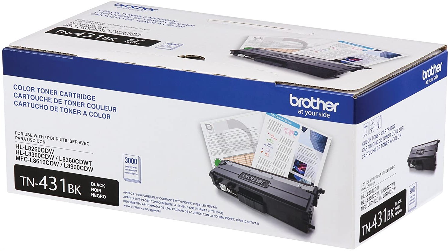 Brother TN431BK Original Standard Yield Laser Toner Cartridge - Black - 1 Each - 3000 Pages