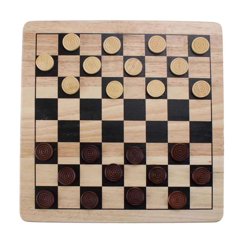 All Natural Wood 2-in-1 Checkers and Tic-Tac-Toe Set