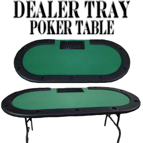 Green Felt Poker Table W/ Cup Holders & Dealer Tray 82"x42"