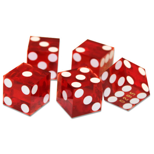(5) New Red 19mm Grd A Precision Dice w/Matching Serial #s