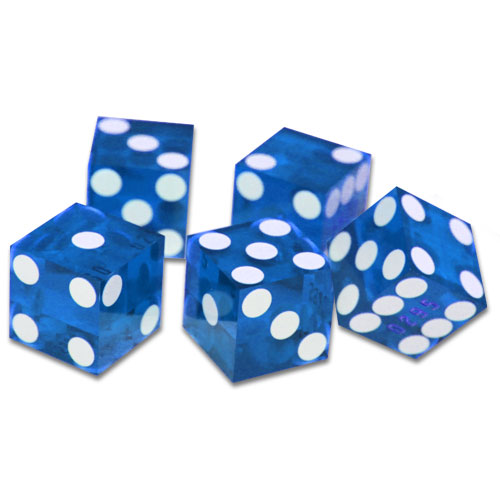 (5) New Blue 19mm Grd A Precision Dice w/Matching Serial #s