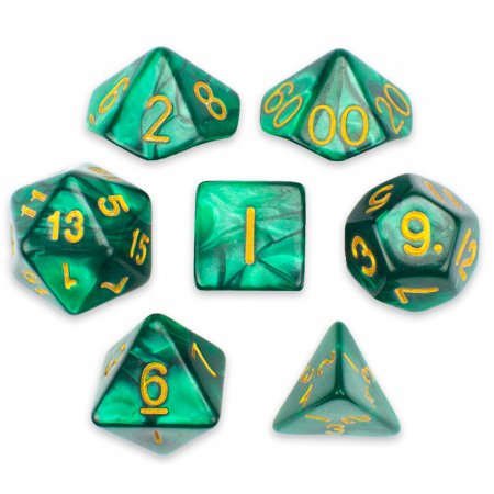 7 Die Polyhedral Set in Velvet Pouch, Basilisk Blood