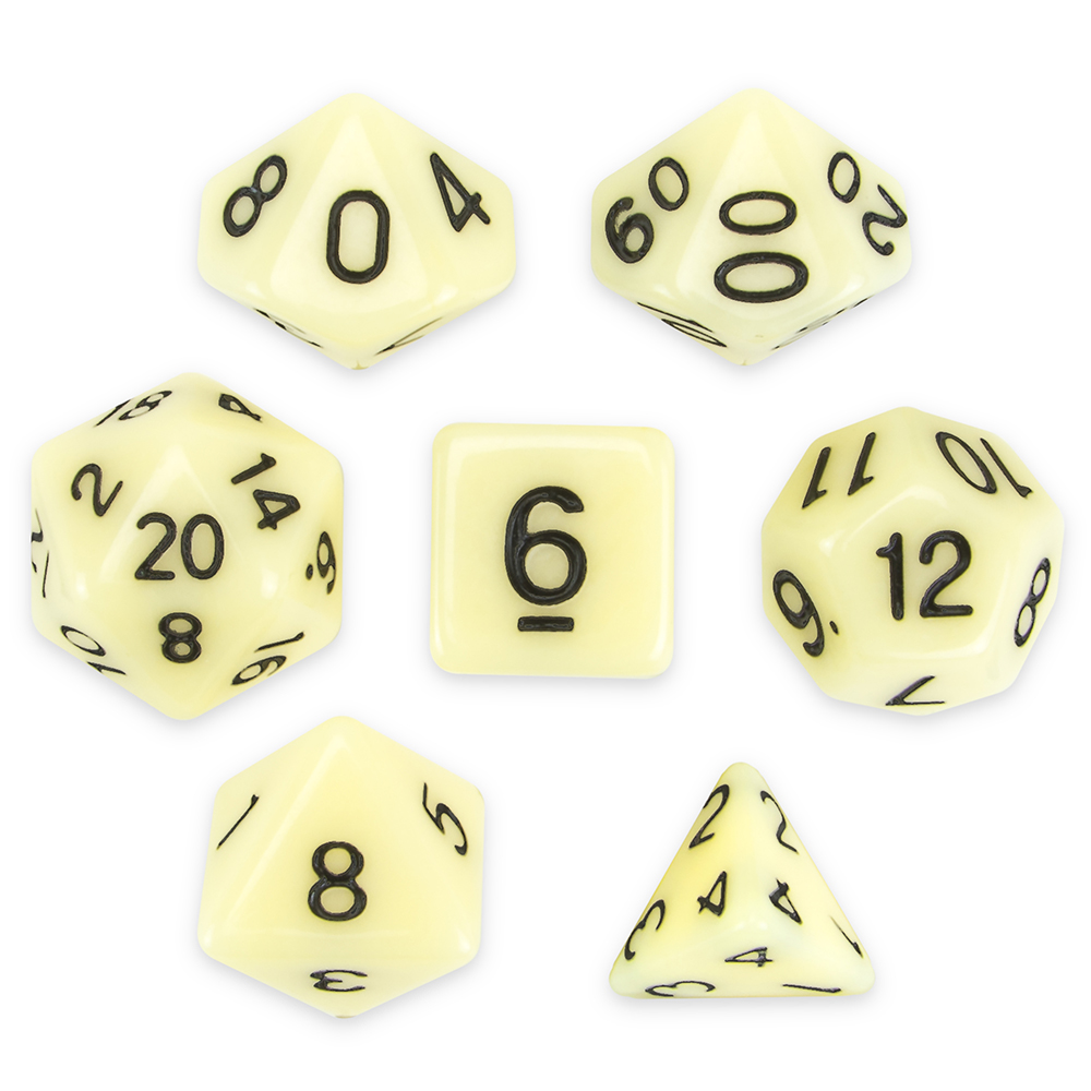 Set of 7 Polyhedral Dice, Goblin Teeth