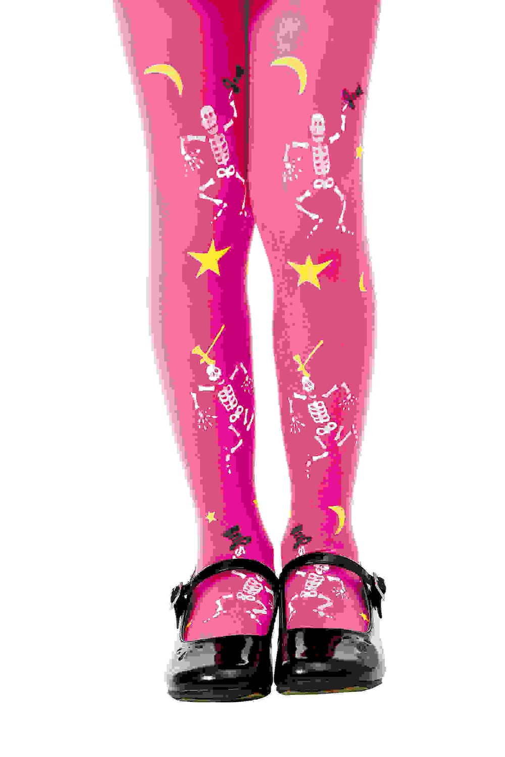 Pink Skeleton Costume Tights, L