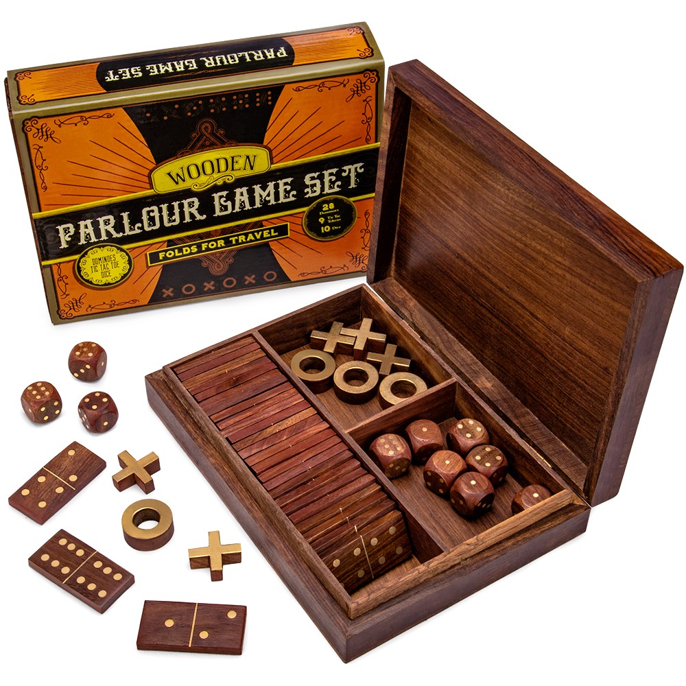 3-in-1 Wooden Parlour Game Set