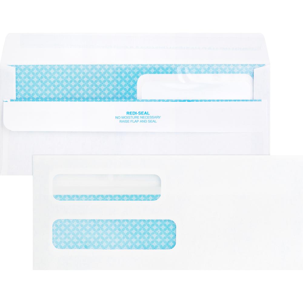 Business Source Double Window No. 8-5/8 Check Envelopes - Double Window - #8 5/8 - 8 5/8" Width x 3 5/8" Length - 24 lb - Self-s