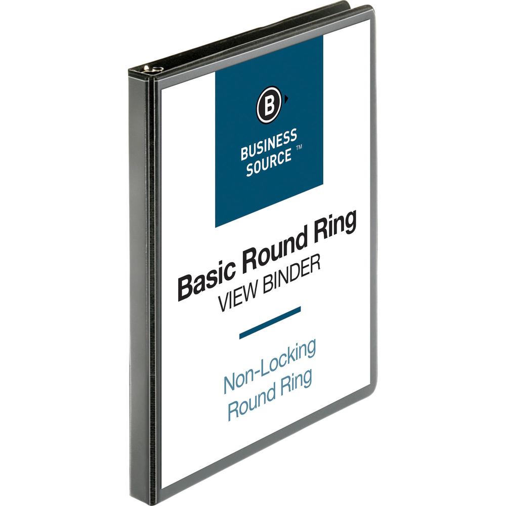 Business Source Round-ring View Binder - 1/2" Binder Capacity - Letter - 8 1/2" x 11" Sheet Size - 125 Sheet Capacity - Round Ri