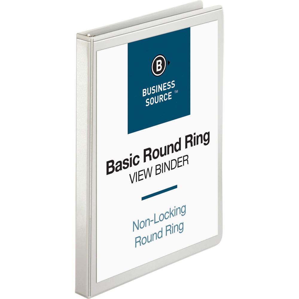 Business Source Round-ring View Binder - 1/2" Binder Capacity - Letter - 8 1/2" x 11" Sheet Size - 125 Sheet Capacity - Round Ri