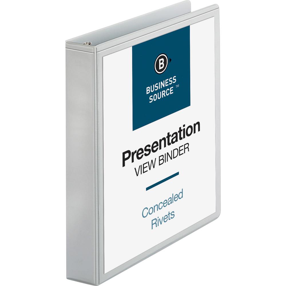 Business Source Standard View Round Ring Binders - 1 1/2" Binder Capacity - Letter - 8 1/2" x 11" Sheet Size - 350 Sheet Capacit
