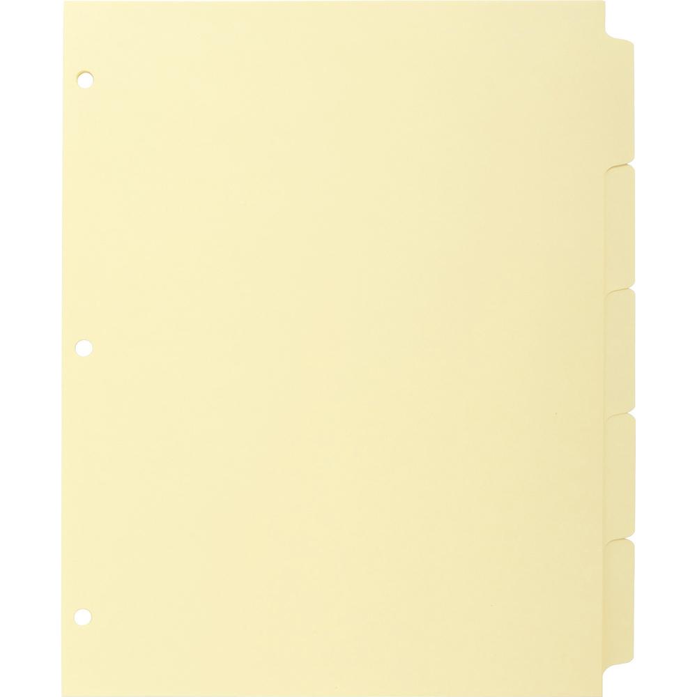 Business Source Mylar-reinforced Plain Tab Indexes - 5 Write-on Tab(s) - 8.5" Divider Width x 11" Divider Length - Letter - 3 Ho