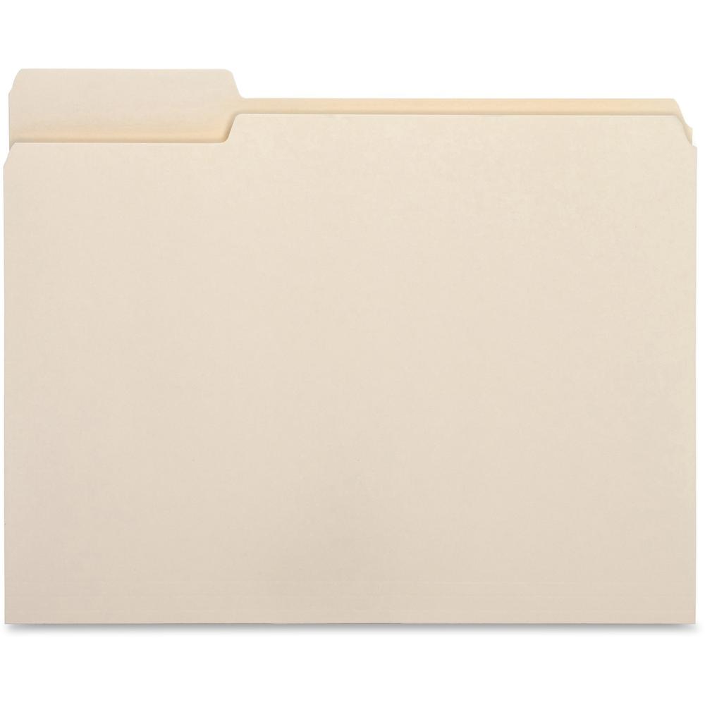 Business Source 1/3 Tab Cut Letter Recycled Top Tab File Folder - 8 1/2" x 11" - 3/4" Expansion - Top Tab Location - Left Tab Po