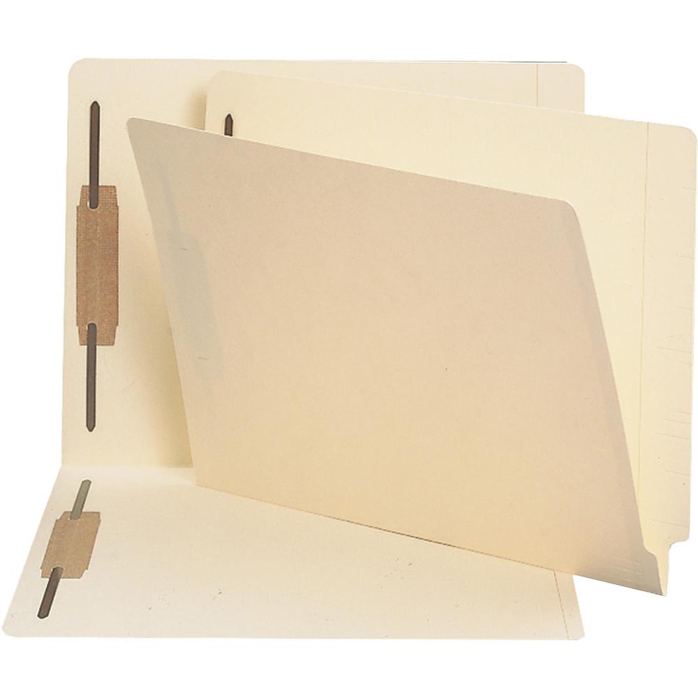Business Source Straight Tab Cut Letter Recycled Fastener Folder - 8 1/2" x 11" - 2 Fastener(s) - 2" Fastener Capacity - End Tab
