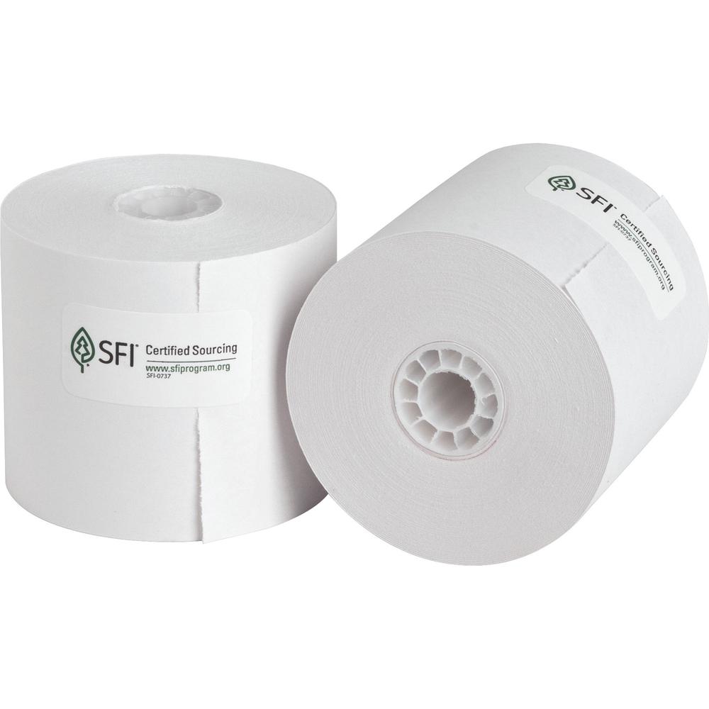 Business Source 1-Ply 126' Adding Machine Paper Rolls - 2 1/4" x 126 ft - 100 / Carton - SFI - Lint-free