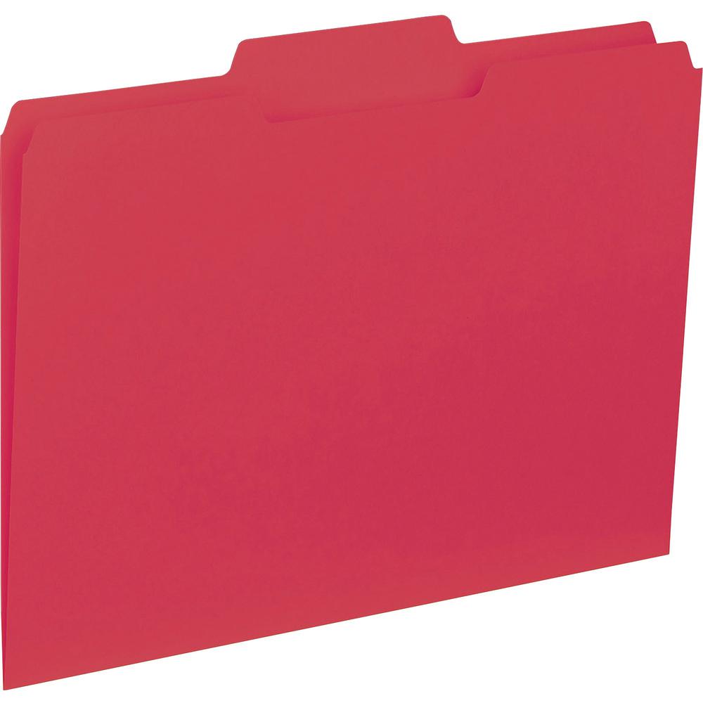 Business Source 1/3 Tab Cut Letter Recycled Top Tab File Folder - 8 1/2" x 11" - Top Tab Location - Assorted Position Tab Positi