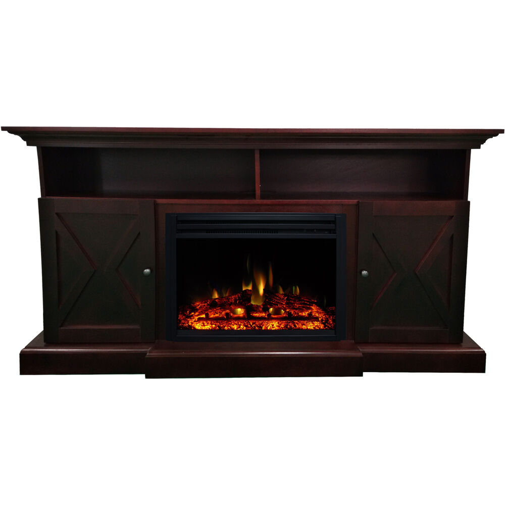 62.2"x15"x32.7" Summit Farmhouse Style FP Mantel w/Deep Log Insert