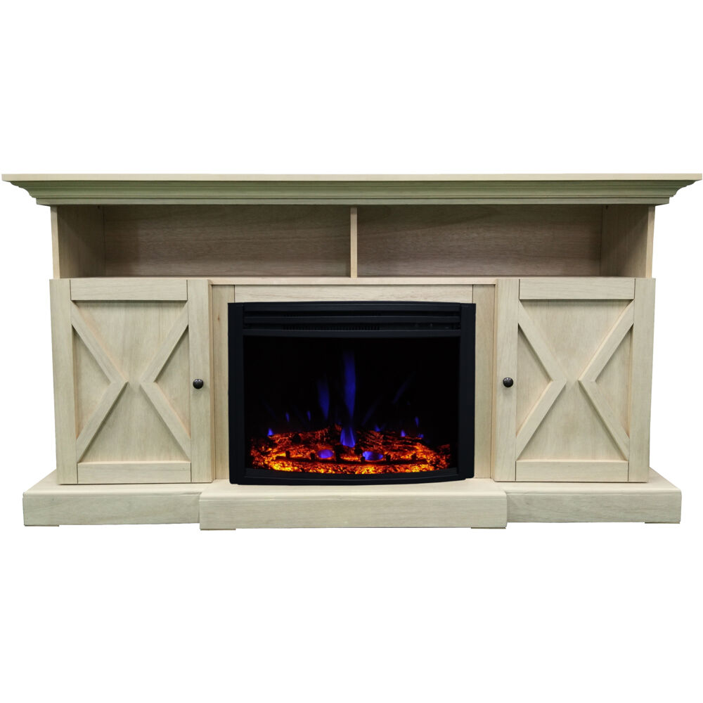 62.2"x15"x32.7" Summit Farmhouse Style FP Mantel w/Deep Log Insert