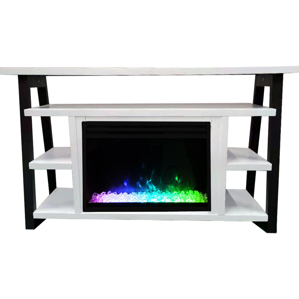 53.1"x15.6"x31.7" Sawyer Fireplace Mantel with Crystal Insert