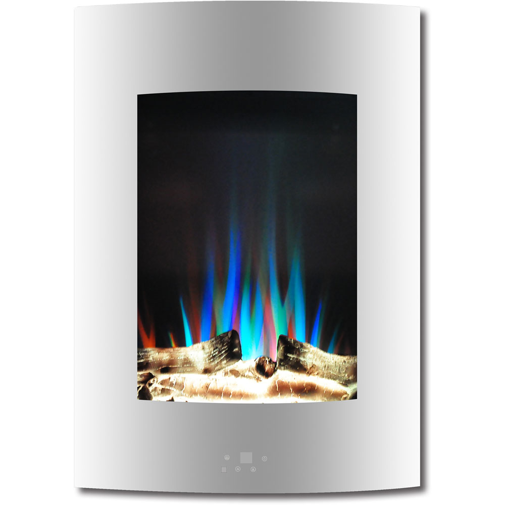 27" Vertical Color Changing Wall Mount Fireplace with Logs