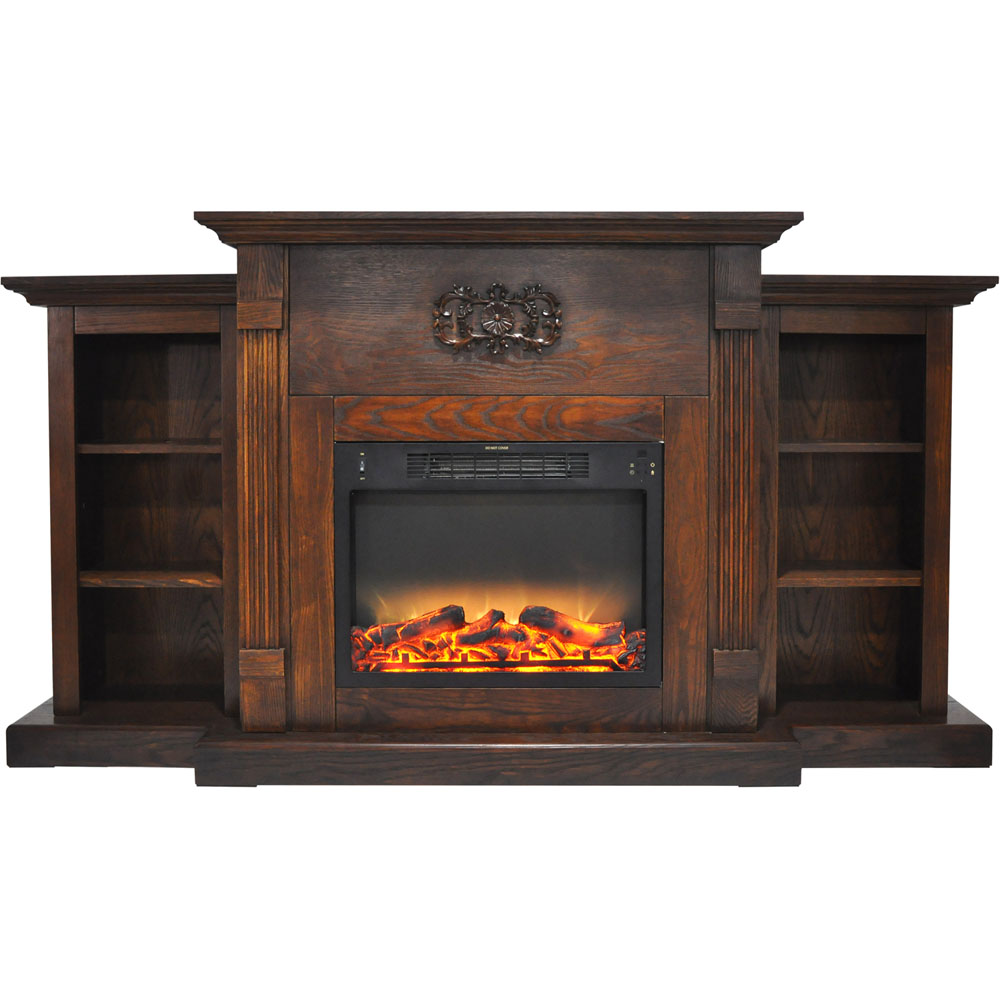 72.3"x15"x33.7" Sanoma Fireplace Mantel with Logs and Grate Insert