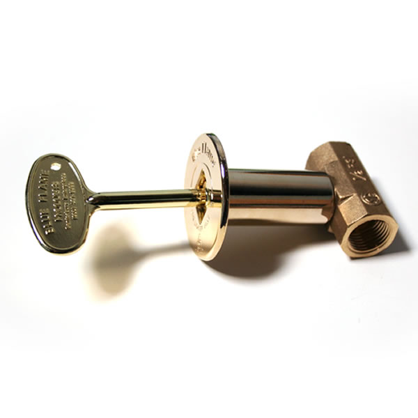 Straight Multi-Turn Gas Shut-Off Valve with 3" X 1/4" - 5/16" Brass Key - BF.S.PB.HD