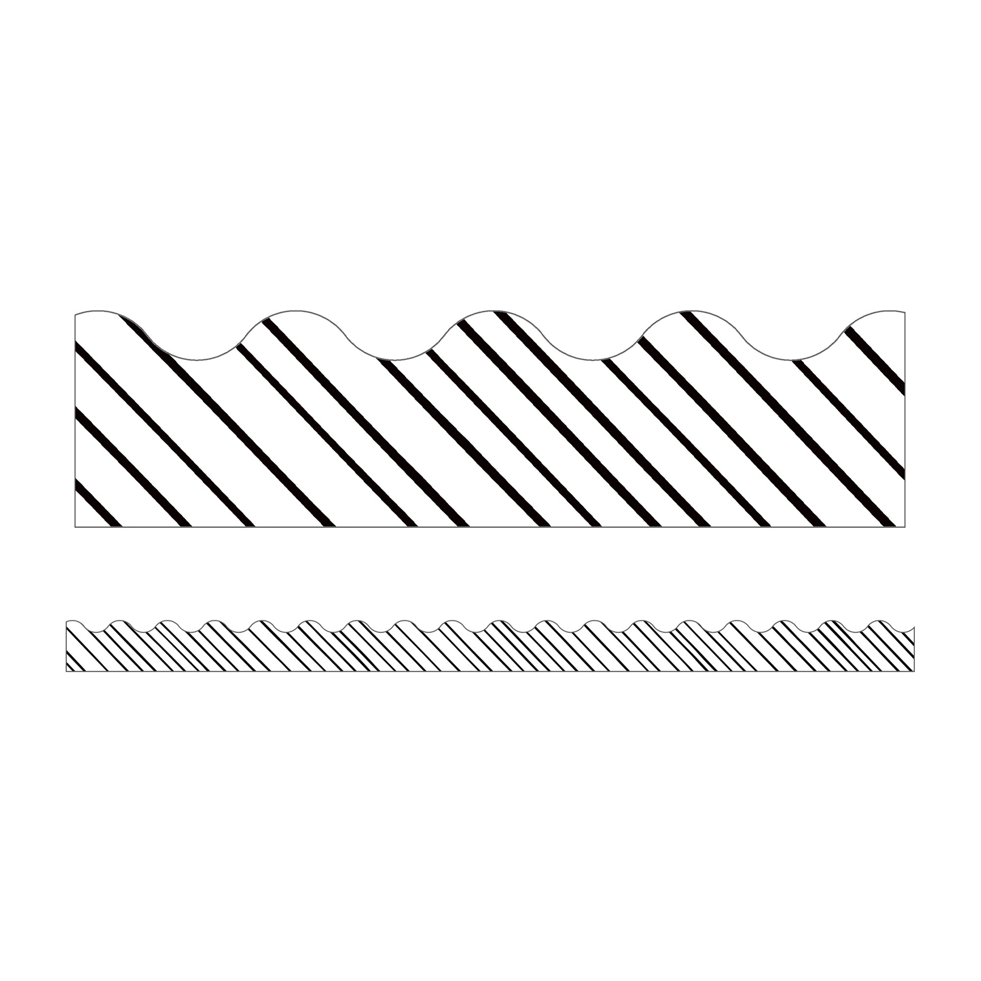 Kind Vibes Black & White Stripes Scalloped Borders, 39 Feet