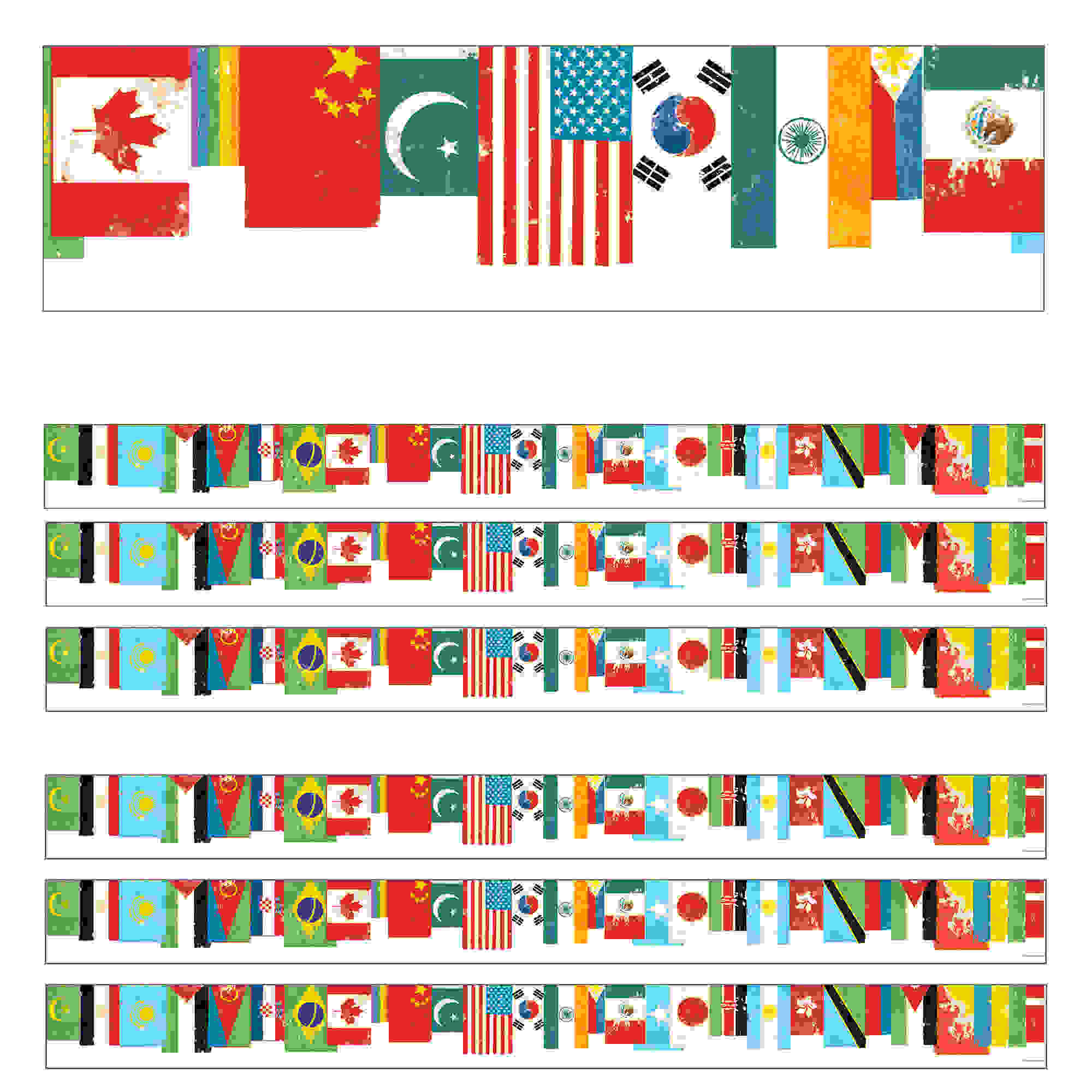 All Are Welcome Flags Straight Borders, 36 Feet Per Pack, 6 Packs