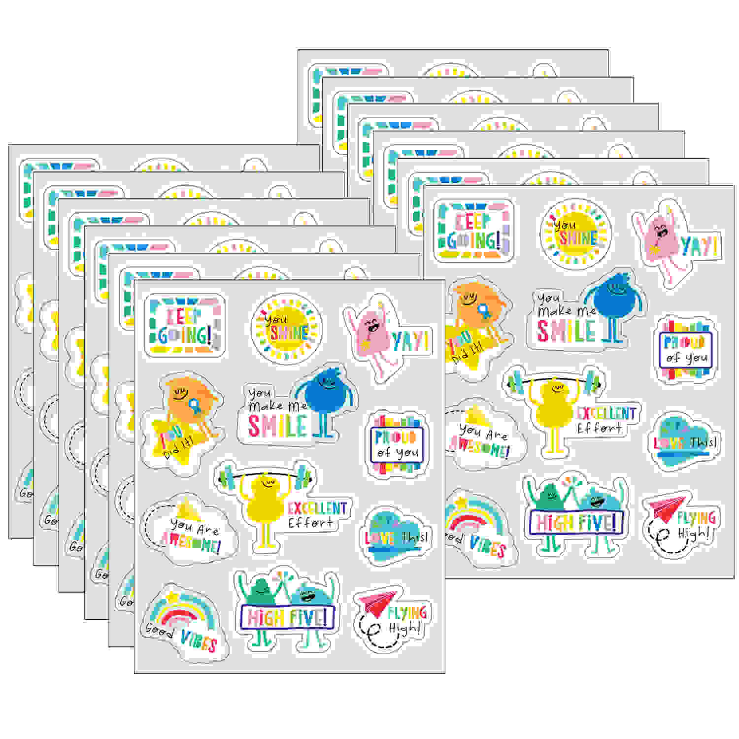 Happy Place Motivators Motivational Stickers, 72 Per Pack, 12 Packs