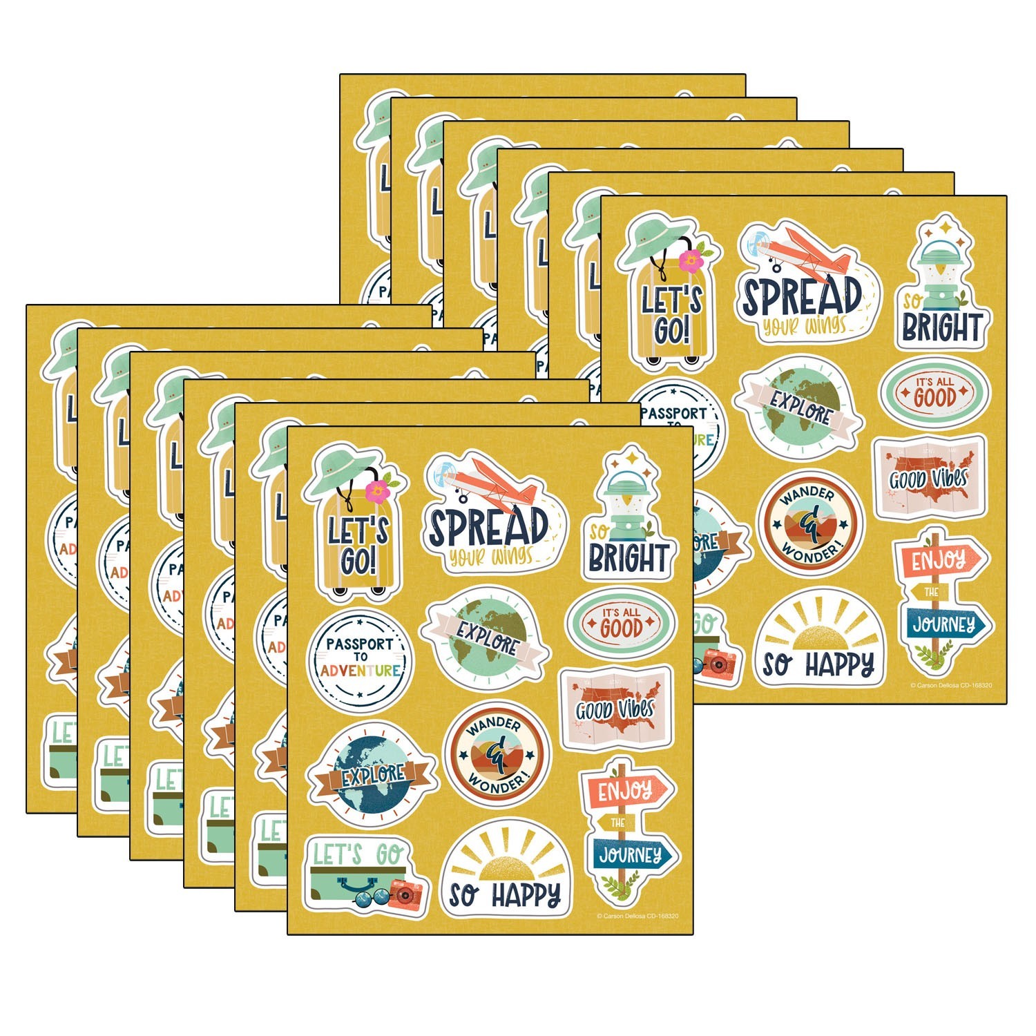 Let's Explore Think Positive Motivational Stickers, 72 Per Pack, 12 Packs